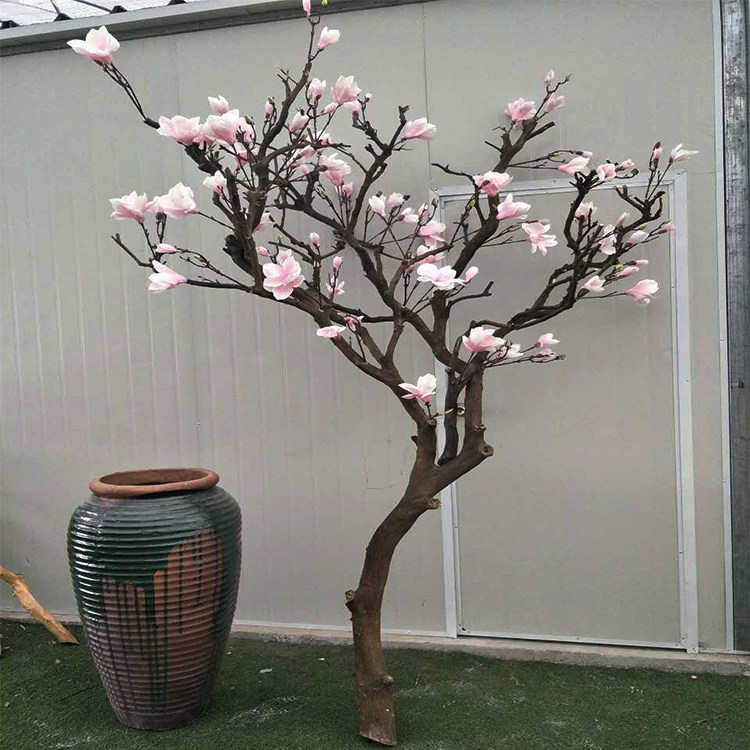 干树枝插花树造型树枝客厅落地花艺婚庆树粉色白色仿真玉兰花干花