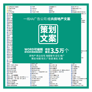 策划文案标题推广软文广告语商业广告住宅地产定位案名资料素材