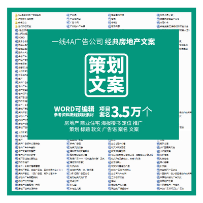 策划文案标题推广软文广告语商业广告住宅地产定位案名资料素材