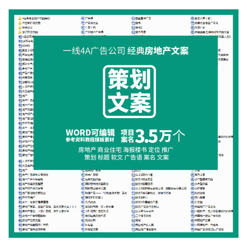 策划文案标题推广软文广告语商业广告住宅地产定位案名资料素材