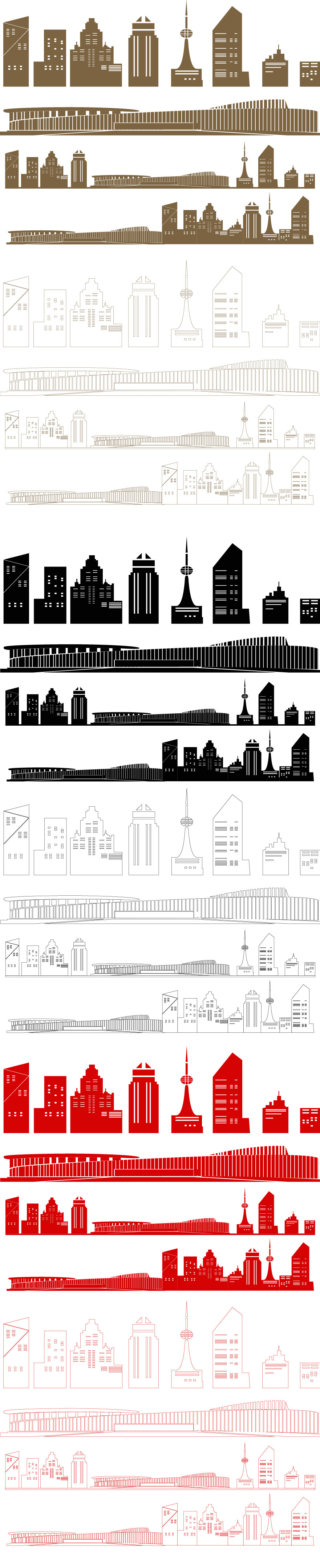 上海奉贤城市景点旅游建筑剪影设计插画手绘天际地标线条描稿素材