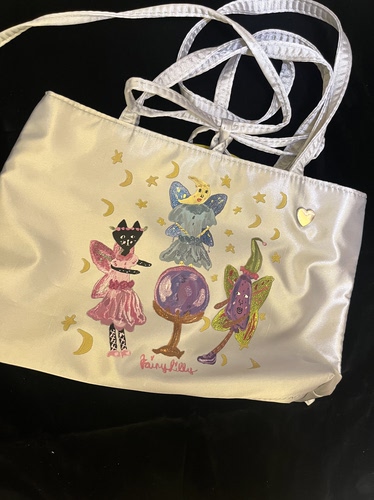 猫仙子Lilly原创设计魔法球花仙子梦幻蘑菇塔罗金句银色女单肩包