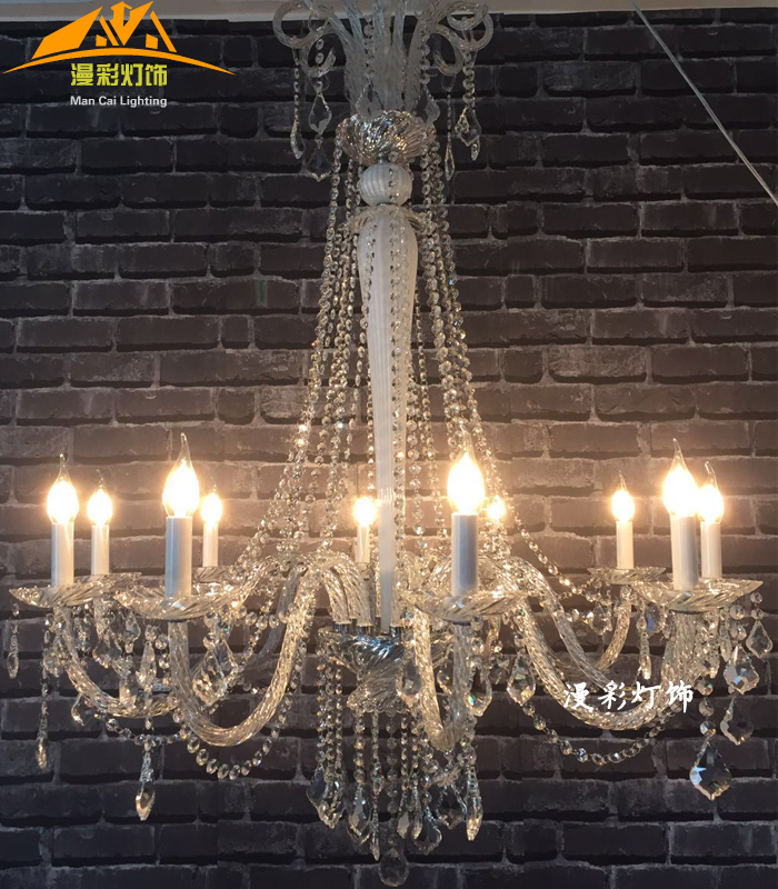 白色水晶吊灯漫咖啡服装店美发网吧创意西餐厅酒吧装饰欧式蜡烛灯