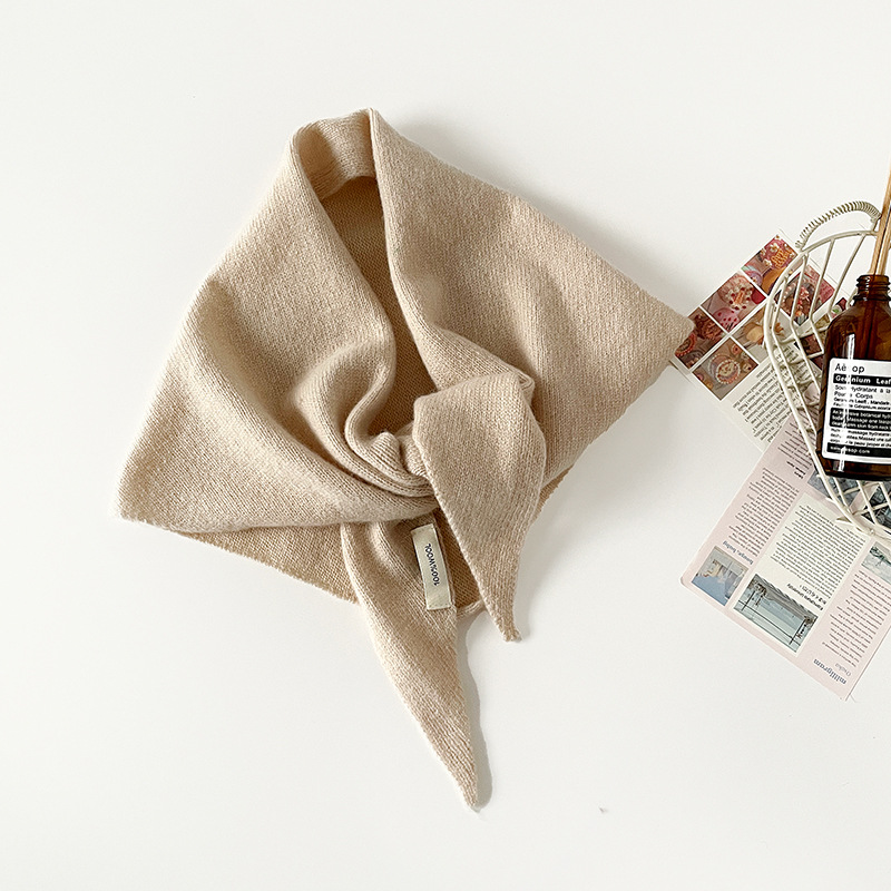 澳洲100%全羊毛三角巾小披肩女秋冬简约护颈保暖红色针织围巾