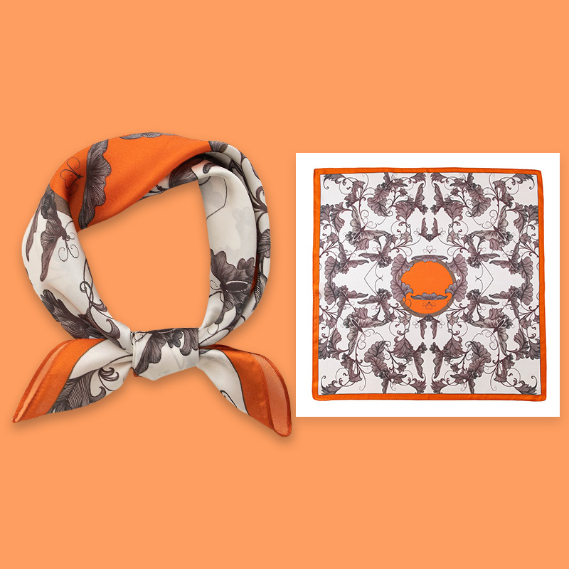 杭州桑蚕丝丝巾真丝感53cm印花小方巾女士时尚百搭送妈妈礼物