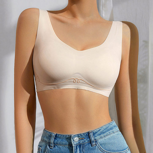 透气大码果冻胶女士文胸小胸聚拢薄模杯上托收副乳背心式内衣