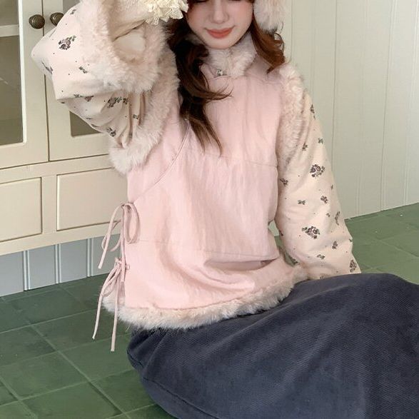 新中式夹棉保暖马甲女秋冬减龄