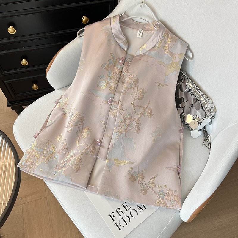 复古新中式国风立领马甲女春季新款宽松开叉盘扣无袖温柔风马夹,女装/女士精品,马夹,淘宝优惠券,粉丝福利购,淘宝优惠卷