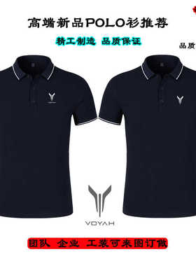 新款高端纯棉岚图汽车4S店工服短袖T恤深蓝色POLO衫定制印字logo