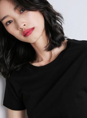 E牧都兰纯棉修身显瘦ins潮短袖女打底百搭圆领2026T恤春夏款上衣