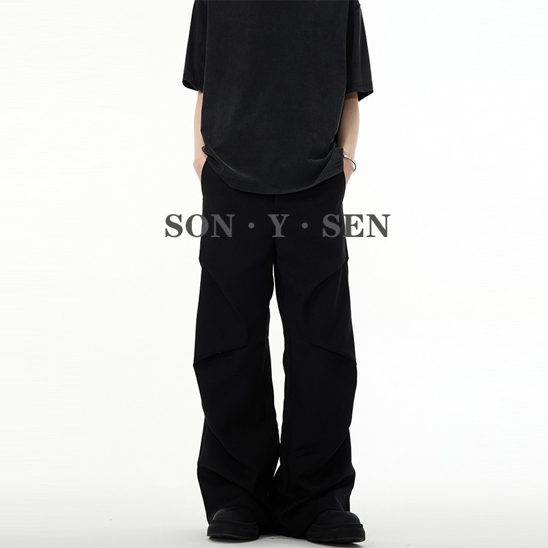 休闲西裤男女抗皱直筒宽松长裤子