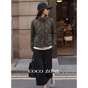 COCO ZONE刘一一90白鹅绒立领针织袖拼羽绒服加厚保暖外套女秋冬
