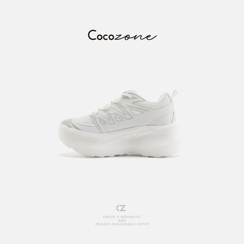 COCO ZONE 刘一一2026新款厚底网面百搭女式系带休闲女鞋CD2A0020