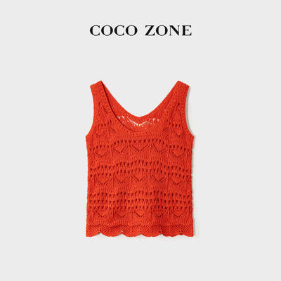 COCOZONE刘一一V领镂空毛织背心
