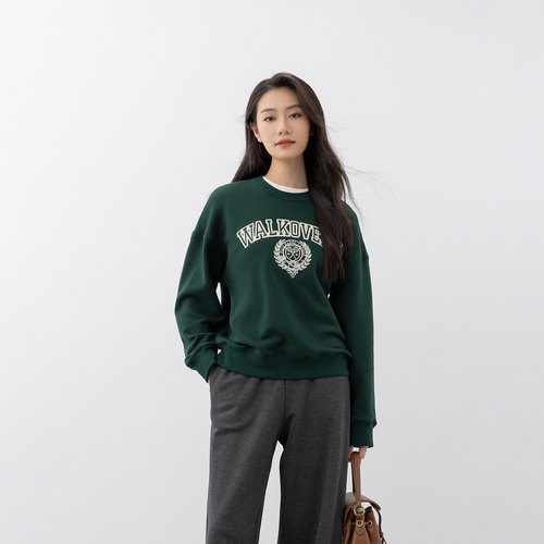 COCO ZONE 刘一一 100纯棉2025早春新款层次感套头时尚宽松卫衣女