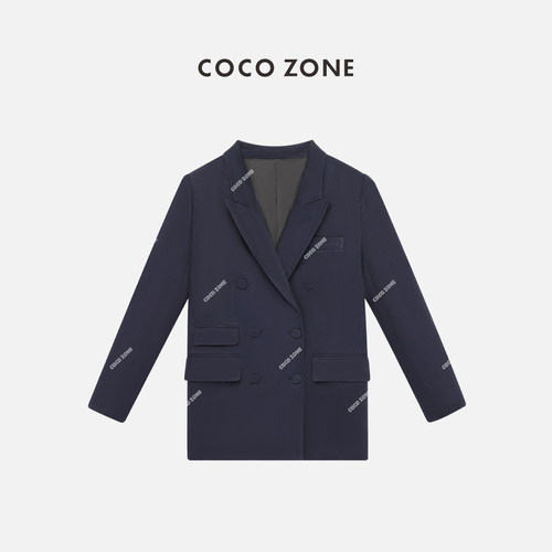 COCO ZONE 刘一一 早秋穿搭100亚麻西服双排扣通勤西装女24C10041