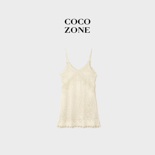 COCOZONE刘一一V领蕾丝吊带裙