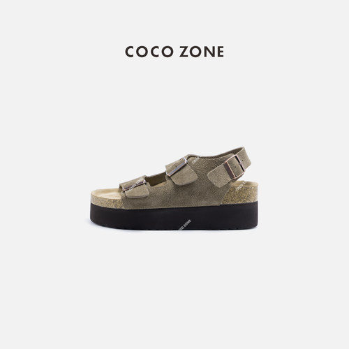 COCO ZONE 刘一一 复古小众平底凉鞋百搭露趾时尚凉拖CC2B1075