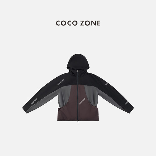 COCOZONE 刘一一 撞色连帽短外套户外休闲运动减龄上衣女CC1C2151