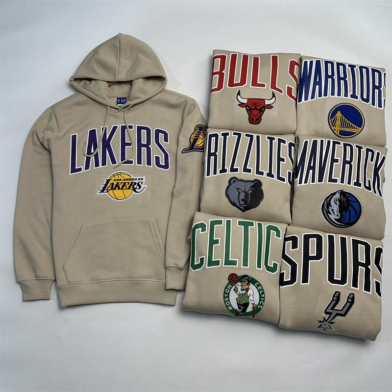 毛巾绣北美篮球加绒卫衣大码宽松