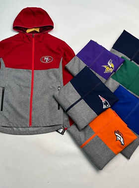 美版 GIII男士橄榄球拉链防水外套 撞色拼接万针刺绣队标拉链口袋