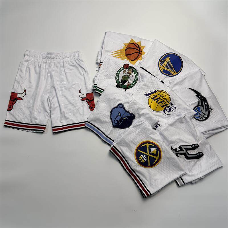 福利款美式篮球男士白色双层大网眼短裤贴布绣队标直筒运动五分裤,男装,短裤,淘宝优惠券,粉丝福利购,淘宝优惠卷