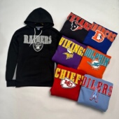 秋季 印花 新品 福利款 美国橄榄球男士 加绒连帽卫衣 刺绣 撞色拼接