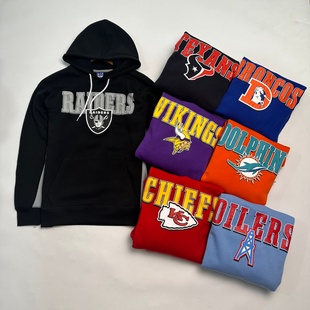 福利款 秋季新品美国橄榄球男士加绒连帽卫衣 印花+刺绣 撞色拼接