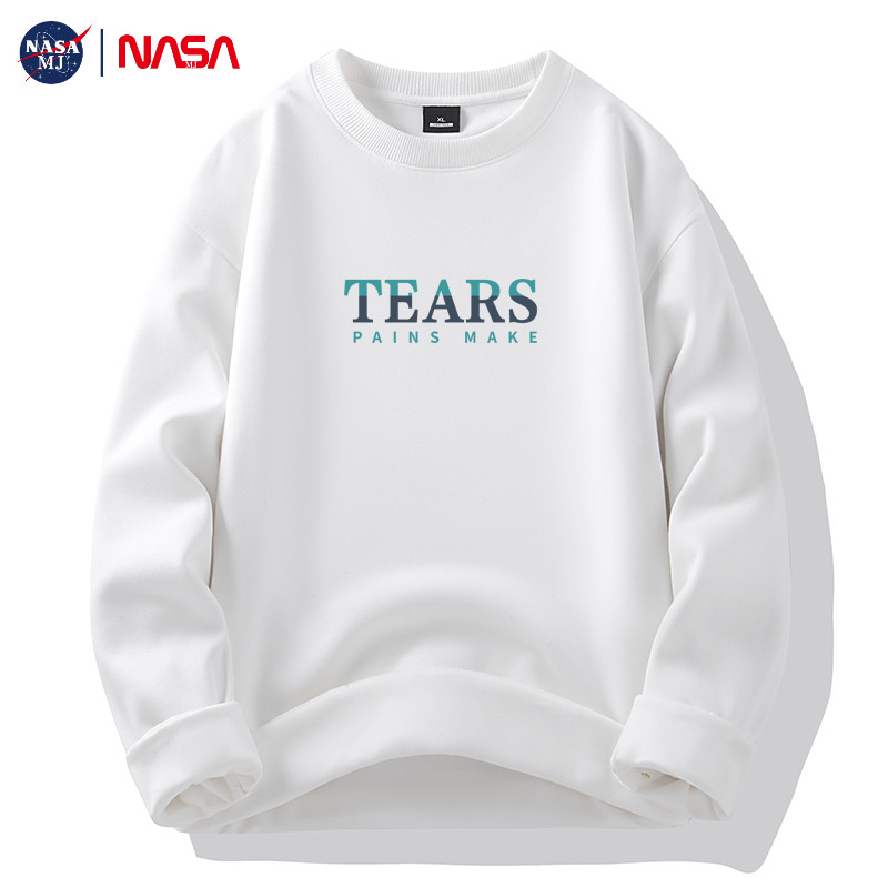 NASA加绒银狐绒潮圆领宽松卫衣