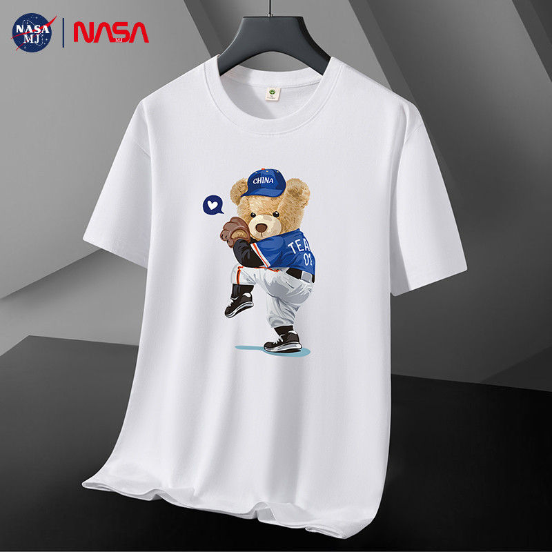 NASA潮流青少年纯棉短袖T恤大码