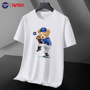 NASA潮流青少年纯棉短袖T恤大码