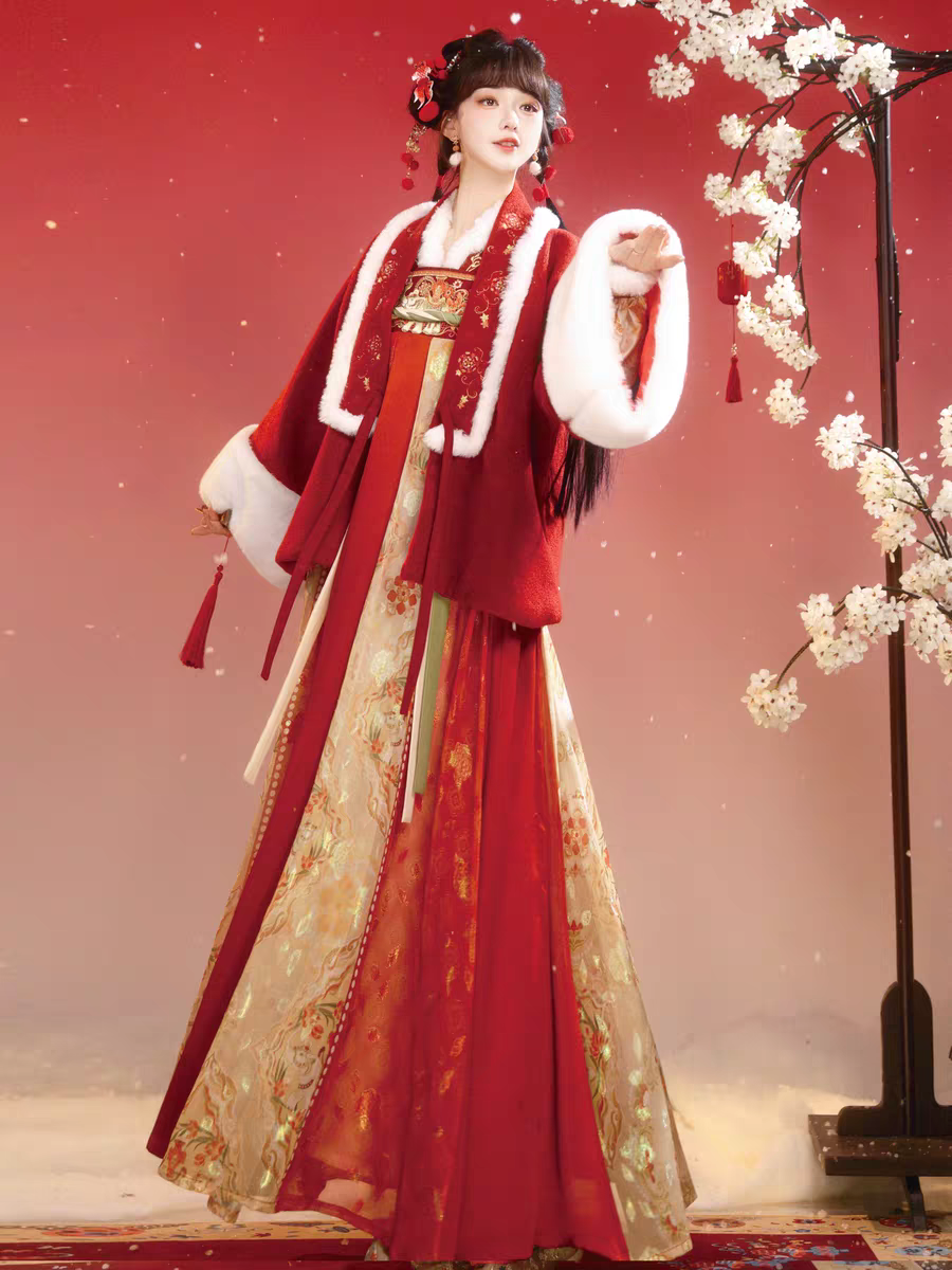 赋衣华裳[太平有象]原创新款唐制对襟袄刺绣齐胸吊带裙冬日常汉服