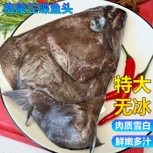 鲽鱼头特大鸦片鱼头格陵兰新鲜冷冻比目鱼头身片鱼块鱼肉中段商用