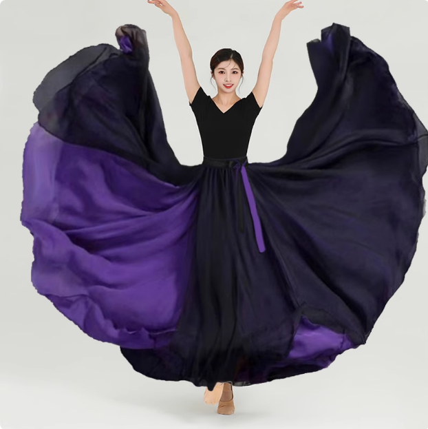 古典舞蹈裙双层开叉两面穿半身裙