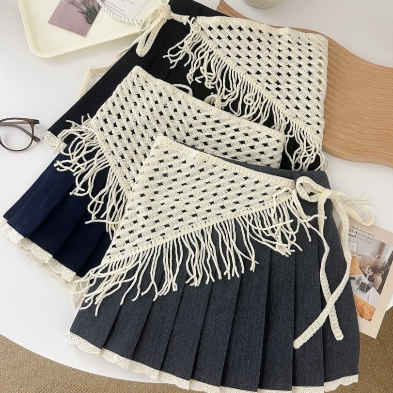 女童半身裙2025春秋蕾丝边短裙