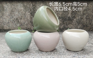 新款粉绿白深绿色透气冰裂陶瓷简约多肉植物陶瓷迷你拇指花盆包邮