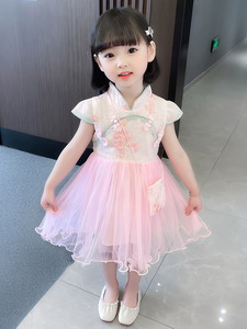 公主裙女童纱裙夏季2023新款洋气时髦儿童旗袍连衣裙两岁宝宝夏装