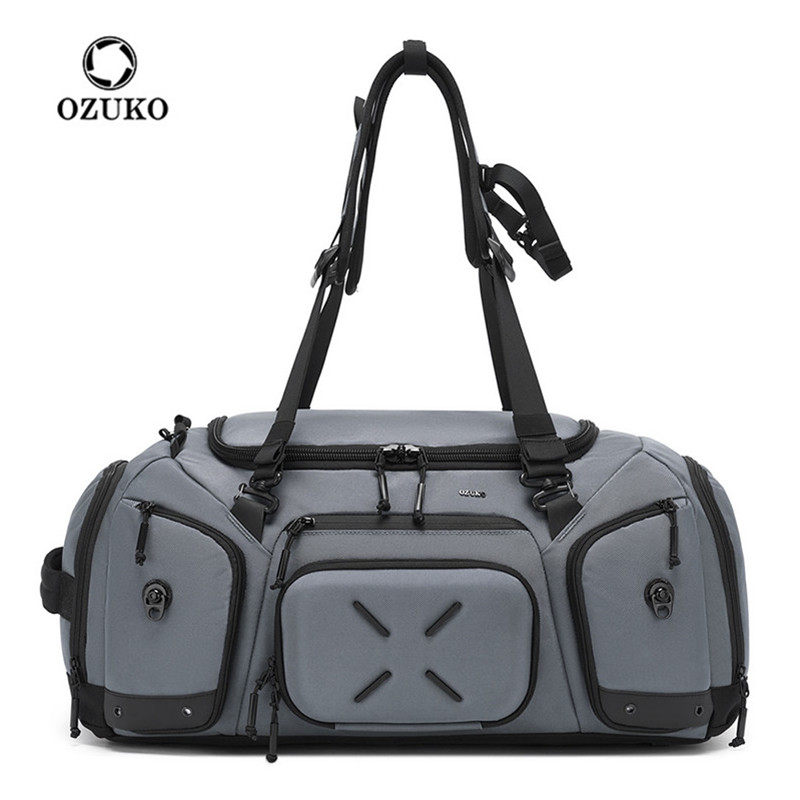 OZUKO大容量出差旅行包男士防水运动训练健身包可双肩可登机背包