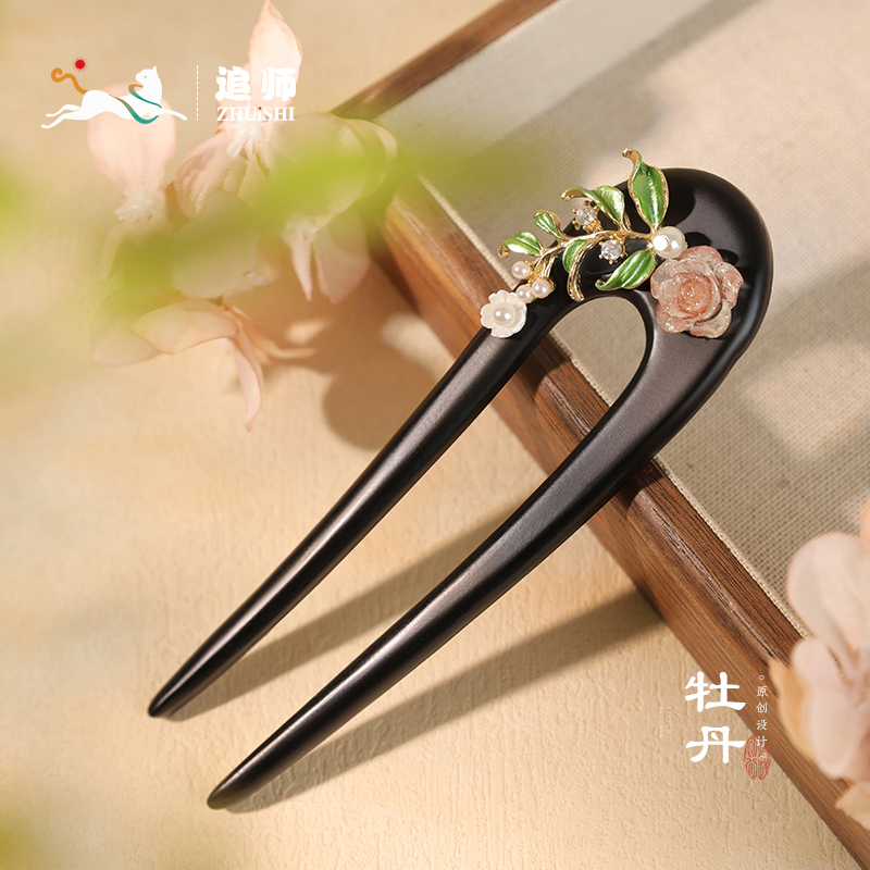 新中式檀木盘发簪子日常通勤