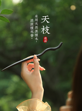 追师黑檀木发簪女古风日常盘发木质簪子高级感新中式发簪现代简约