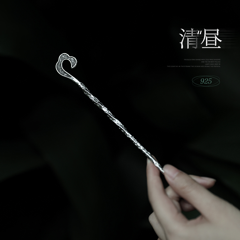 发簪女高级感古风盘发s925银簪子新中式现代简约小众发钗汉服头饰