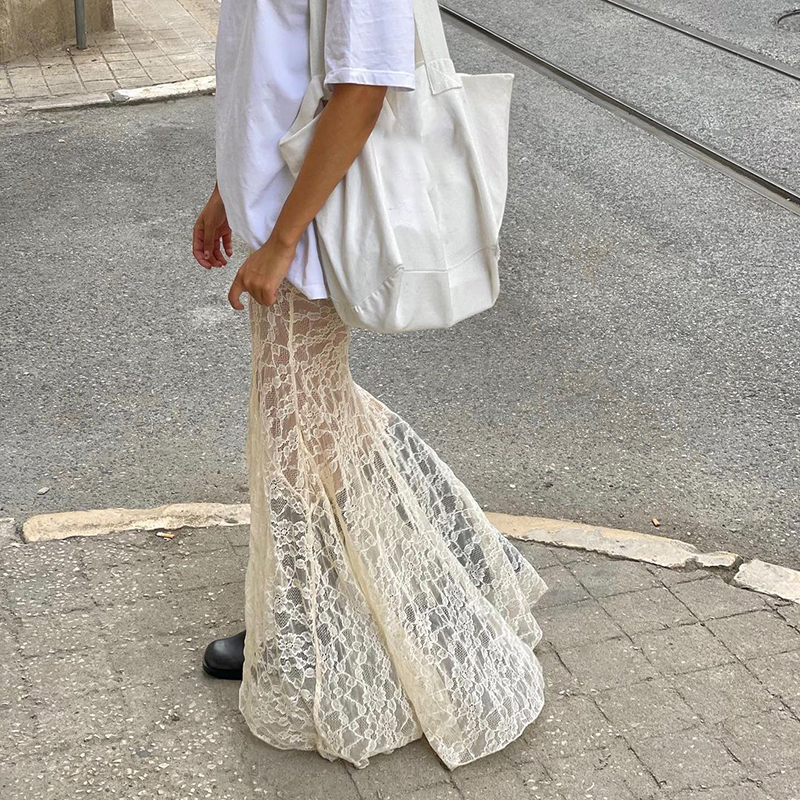 H家欧美女装 街拍ins风可拆卸蕾丝半身裙小众辣妹设计感鱼尾长裙