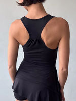 H Family's European and American women's clothing, American simple and irregular hem V-neck vest, sports and fitness yoga I-shaped top thumbnail 7