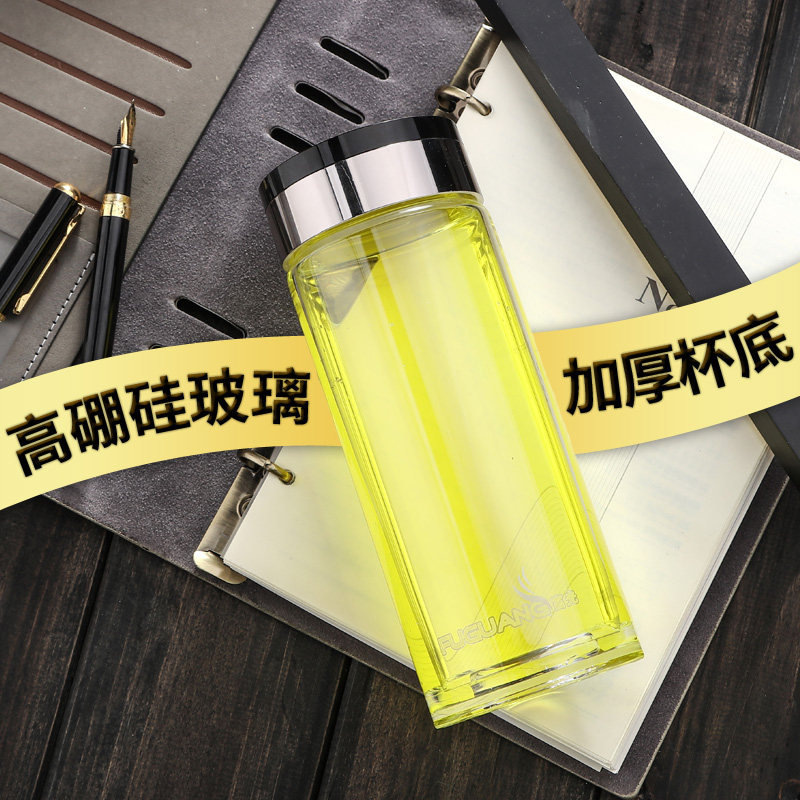富光泡茶圆形带盖防漏单层玻璃杯图片