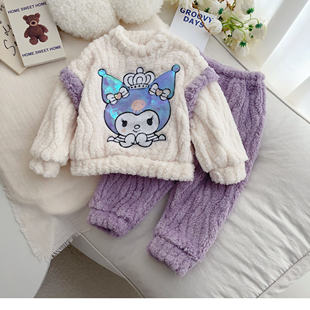 儿童珊瑚绒睡衣男孩女孩2025新款a类男童女童宝宝冬季家居服套装