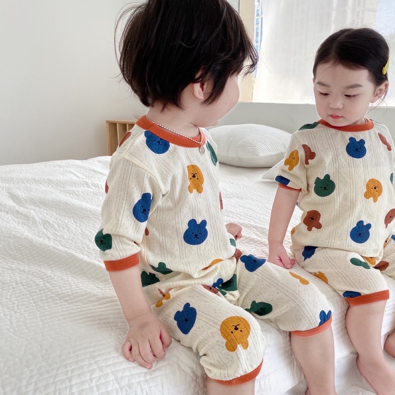 儿童纯棉睡衣七分袖薄款空调服