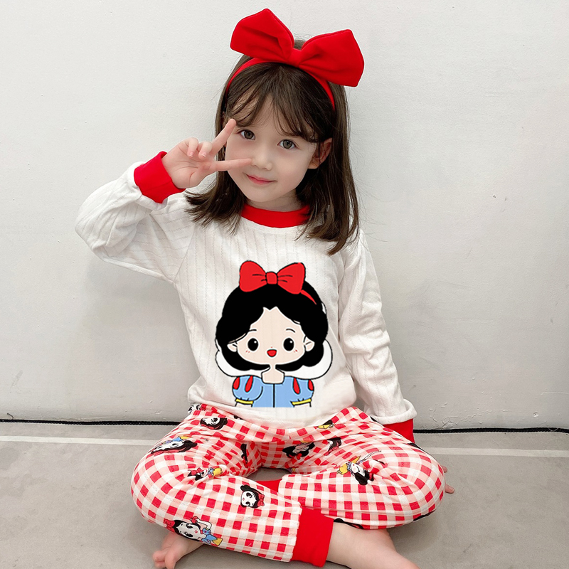 女童纯棉睡衣秋衣秋裤套装家居服