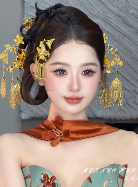 新中式金色龙凤新娘发饰