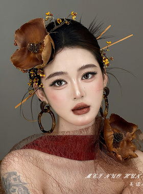 新中式复古新娘仿真花头饰