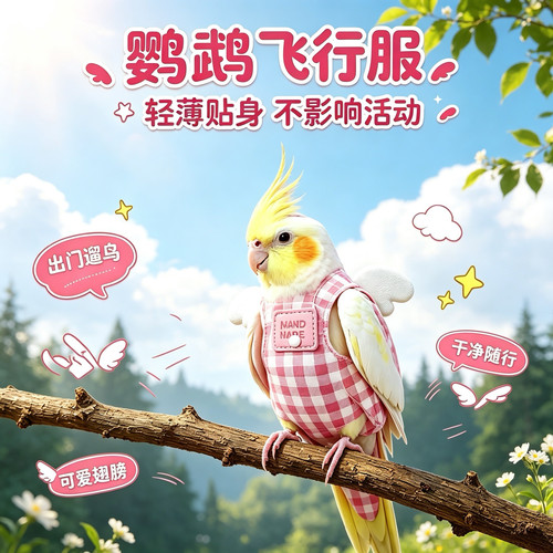 鹦鹉飞行屎兜轻薄贴身暗扣遛鸟